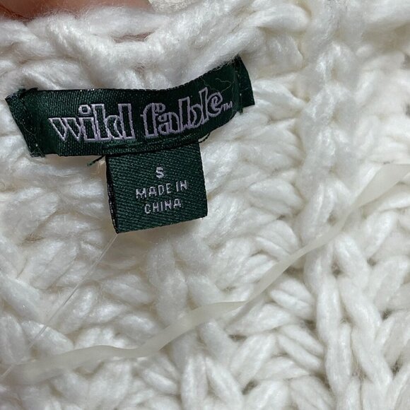 New Wild Fable Chunky Knit Cardigan Sweater Color Block Tan Cream Size S Small - Picture 4 of 6